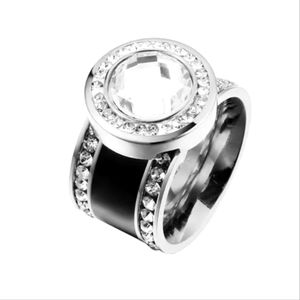 🩷67%Off! Silver CZ & Black Enamel Ring